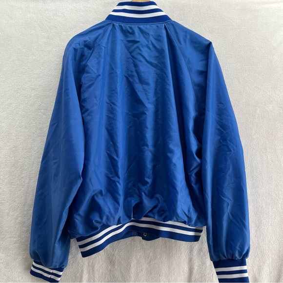 Vintage Haband L Blue Bomber Style Windbreaker Starter Jacket Nylon Snaps 90’s - Picture 5 of 6